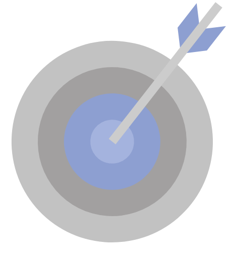 Grafik: Zielscheibe mit Pfeil